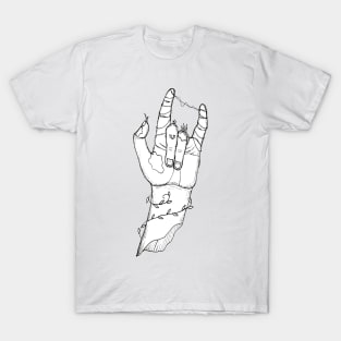 Ancient I Love You Hand in Black and White T-Shirt